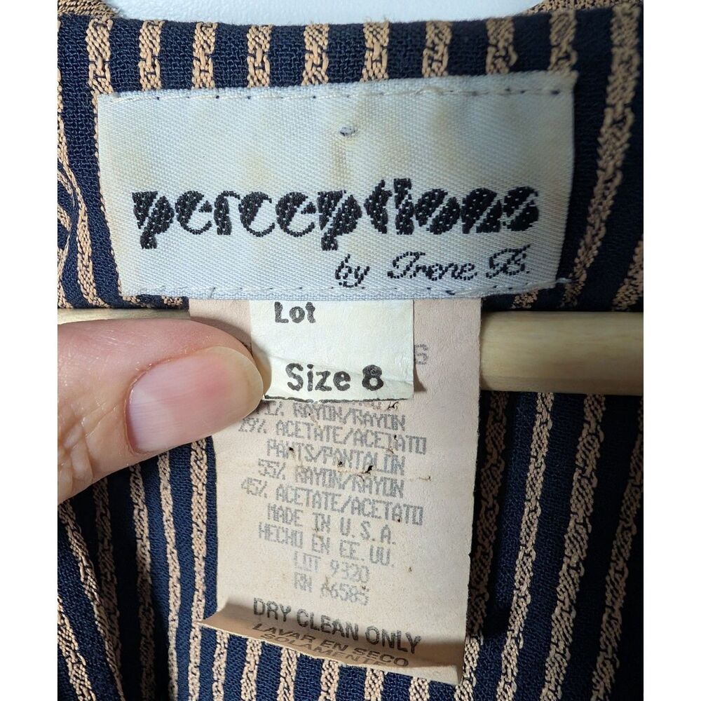 Vintage Perceptions by Bruce B. Striped Short Sleeve Blazer Jacket Size 8 USA - Picture 4 of 5
